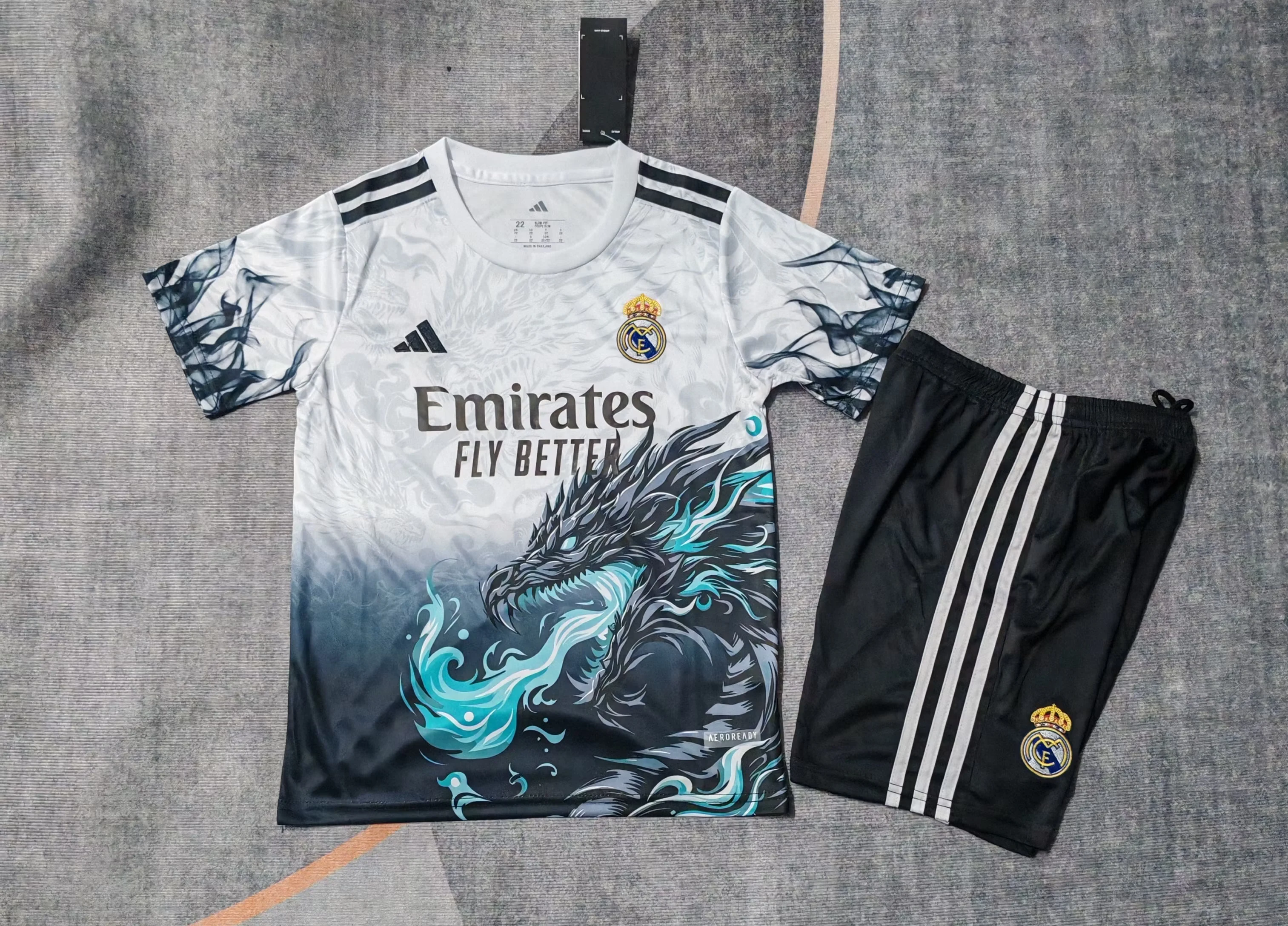 2025-26 Real Madrid "White Dragon Pattern" Jersey – Kids' Edition