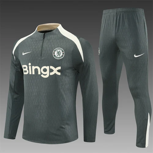 2025-26 Chelsea Army Green Half Pull Training Jersey