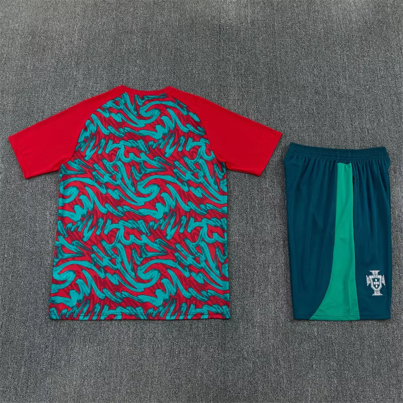 2026-27 Portugal Team Dark Red & Green Short-Sleeve Training Jersey view 12