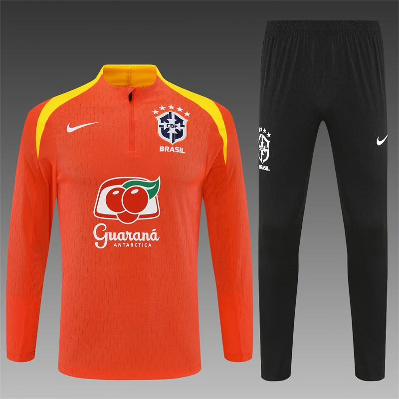 2025-26 Brazil Orange Half-Zip Training Jersey view 3