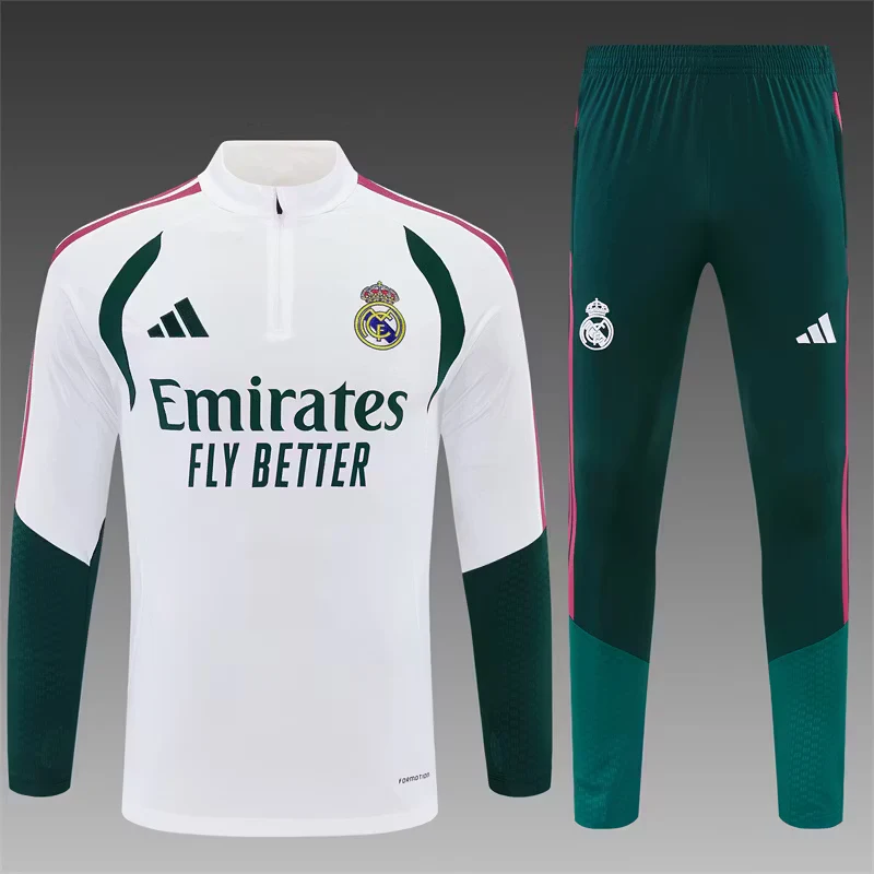 2026-27 Real Madrid White & Green Half-Zip Training Jersey view 14