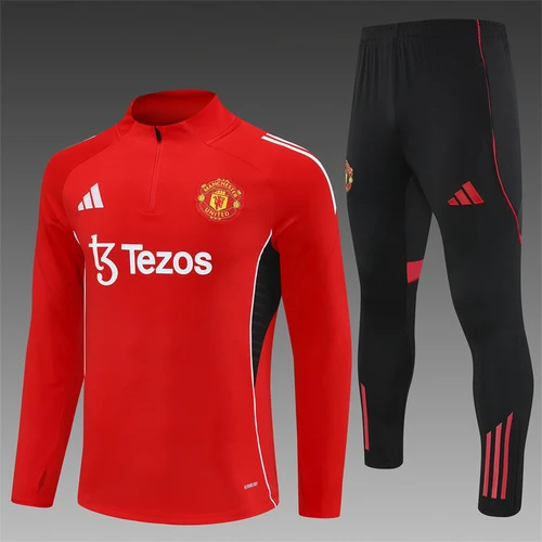 2025-26 Manchester United Red Half-Pull Training Jersey