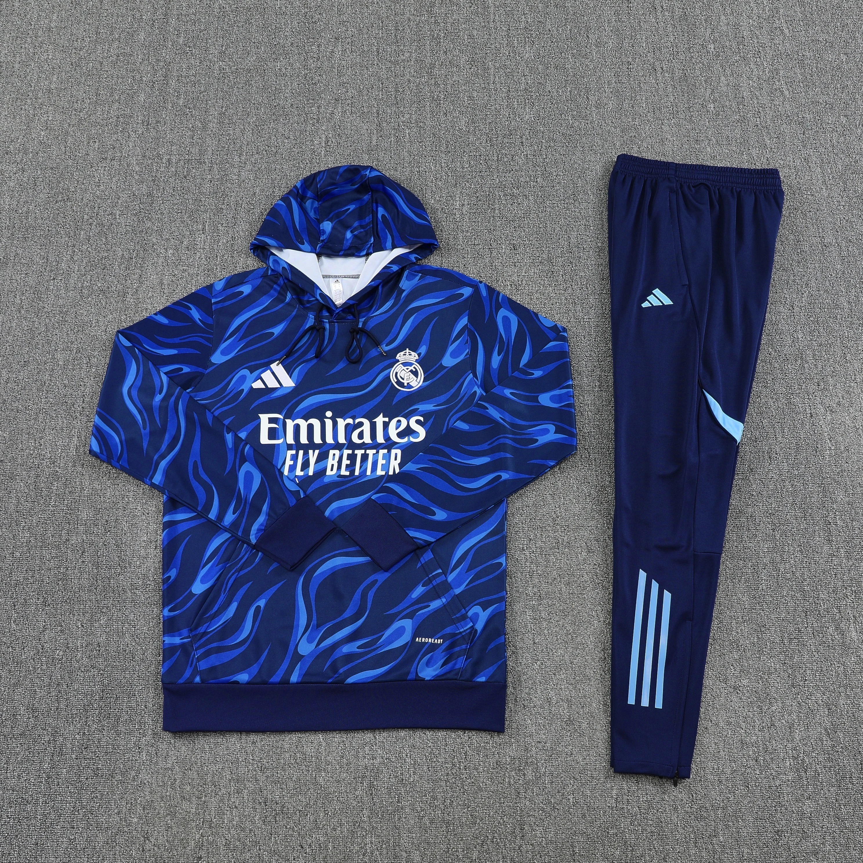 2025-26 Real Madrid Blue Hooded Training Jersey view 13