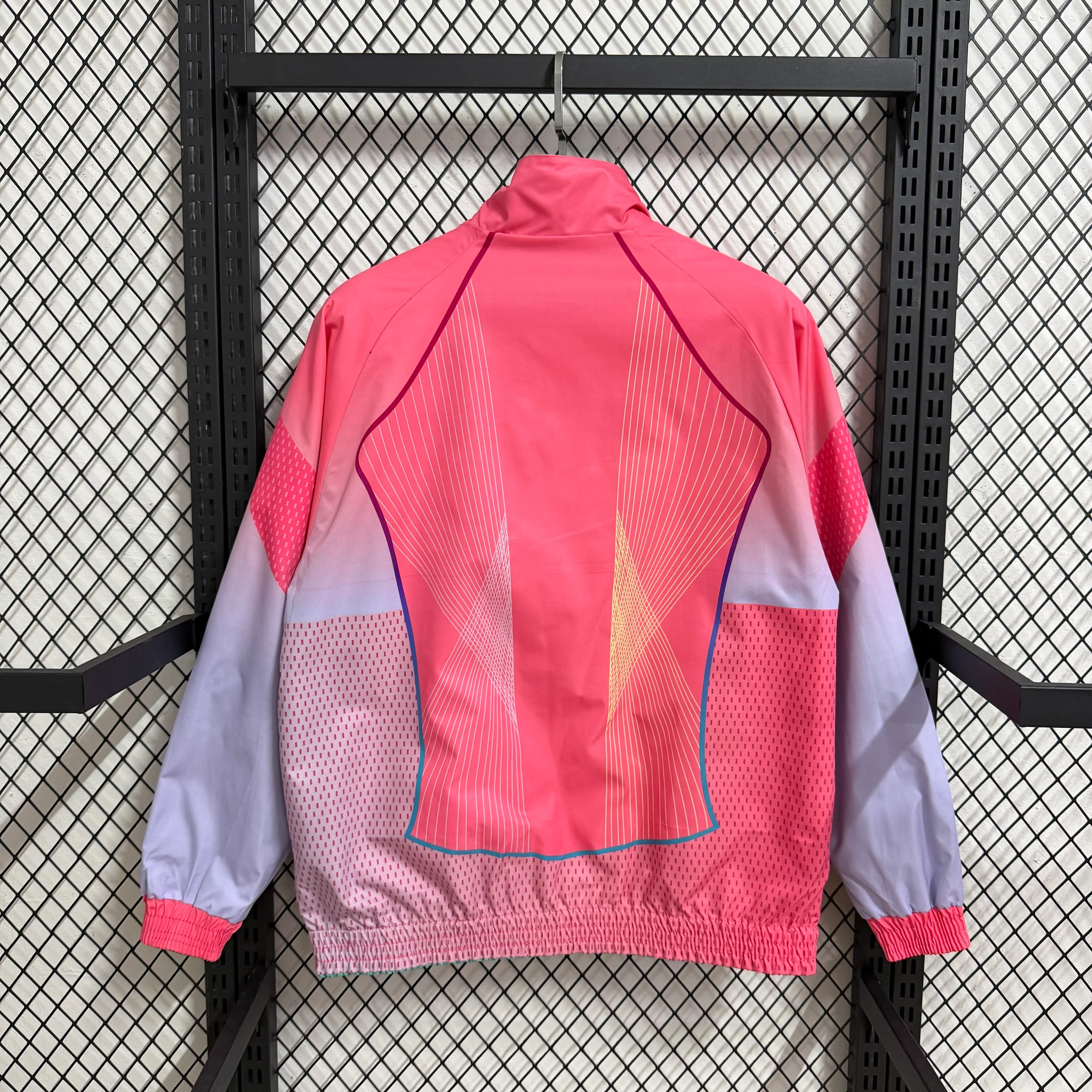2025-26 Barcelona Pink-Green Special Edition Reversible Waterproof Windbreaker view 3