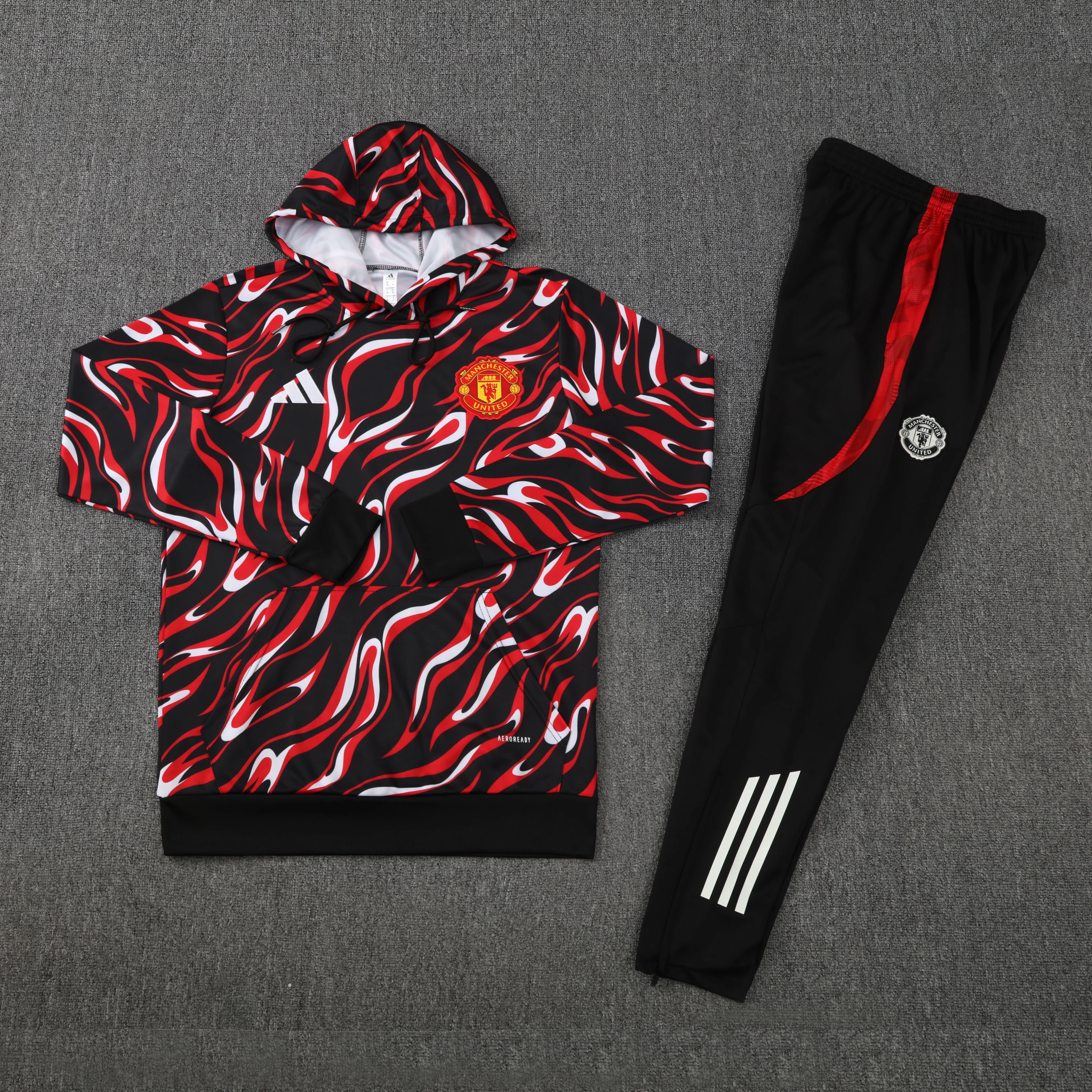 2025-26 Manchester United Black and Red Training Hooded Jersey view 17