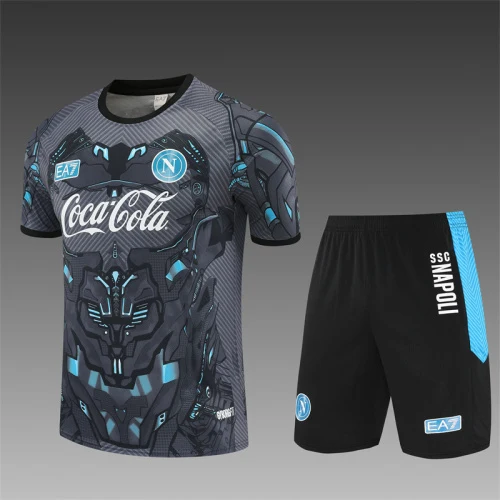 2025-26 Napoli Black Grey Short Sleeve Training Jersey